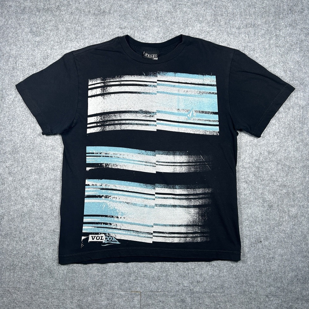 Vintage Volcom T Shirt Mens Size Medium Grey Big Graphic Waves y2k Surfer Skater